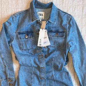 New Zara denim long sleeve dress